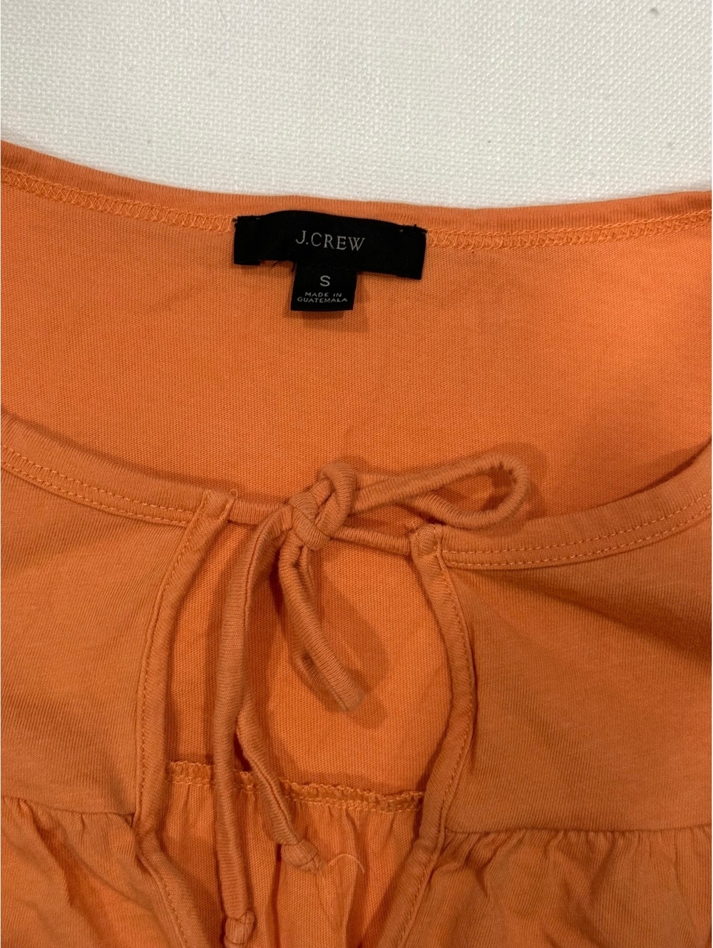J.Crew Orange Tiered Mini Dress Keyhole Tie 100% Cotton Flutter Sleeve Small - Picture 5 of 8